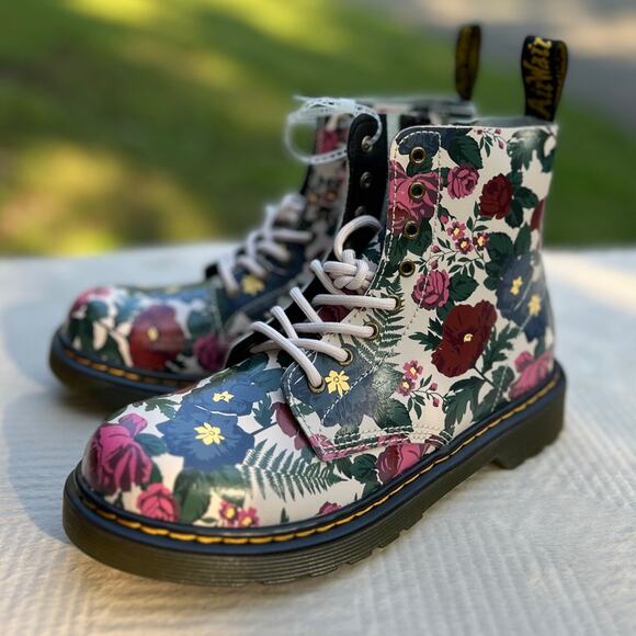 NEW Womens Size 5 Dr Martens 1460 English Garden Floral Lace Up Leather Boots - Picture 5 of 9